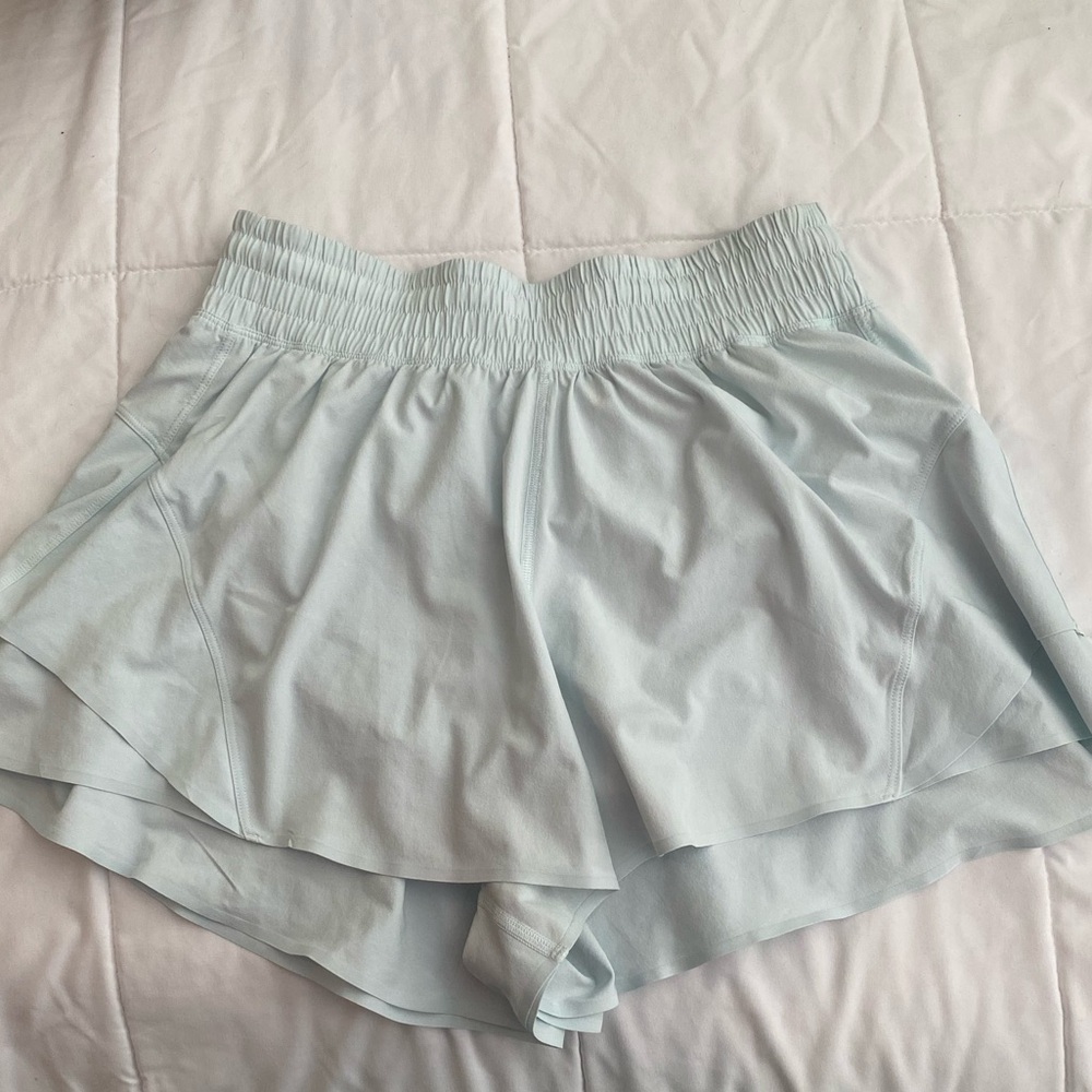 lululemon athletica Light Blue Athletic Shorts- shake it out high rise running